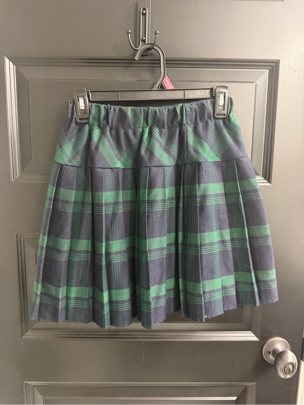Urban Coco Plaid Pleated Skater Skirt Green Navy Size S